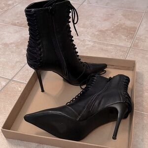 Steve Madden Black Lace-Up Stiletto Ankle Boots
